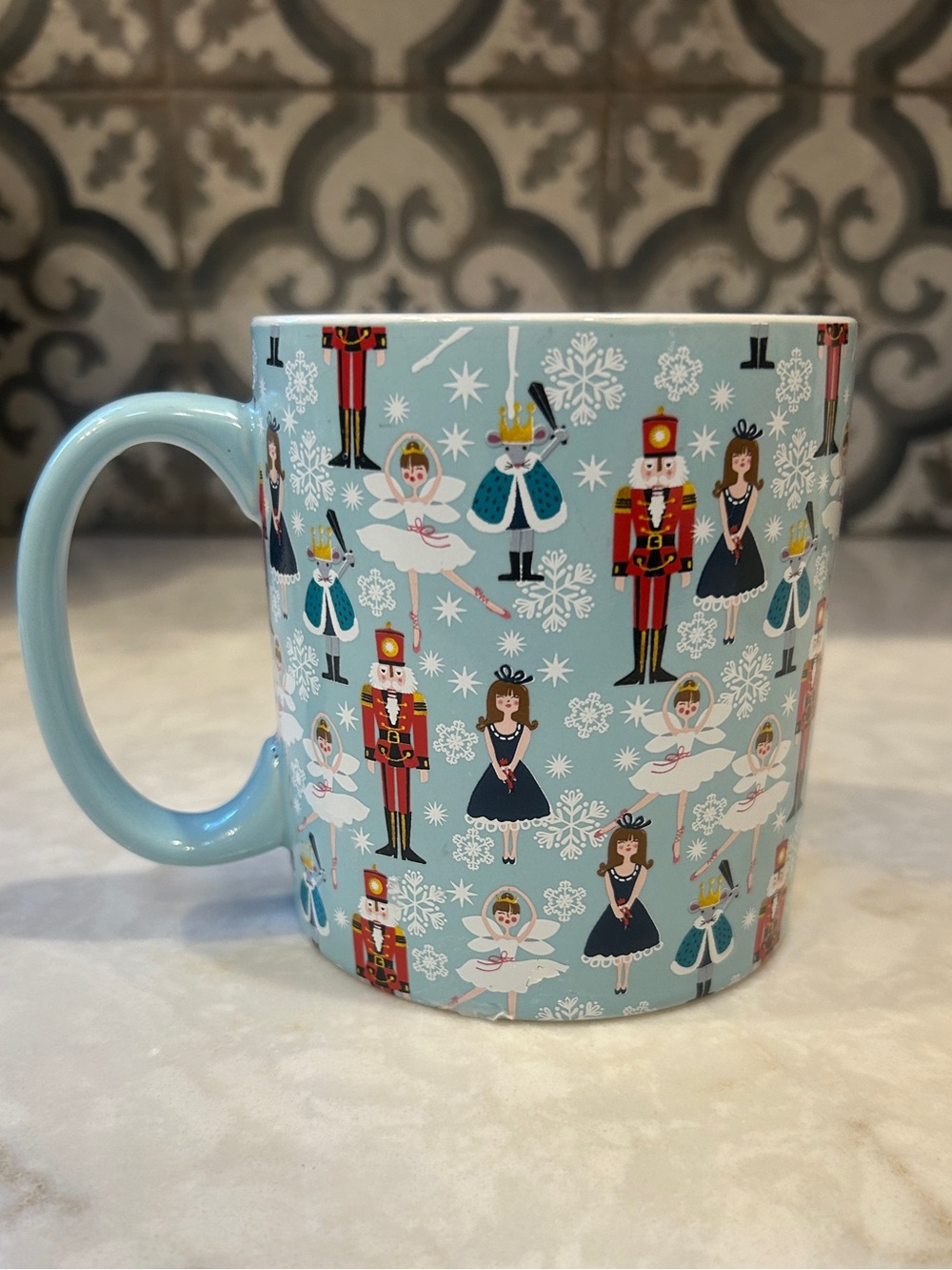 FAO Schwarz Light Blue Nutcracker Mug- Holiday Collectible-EUC